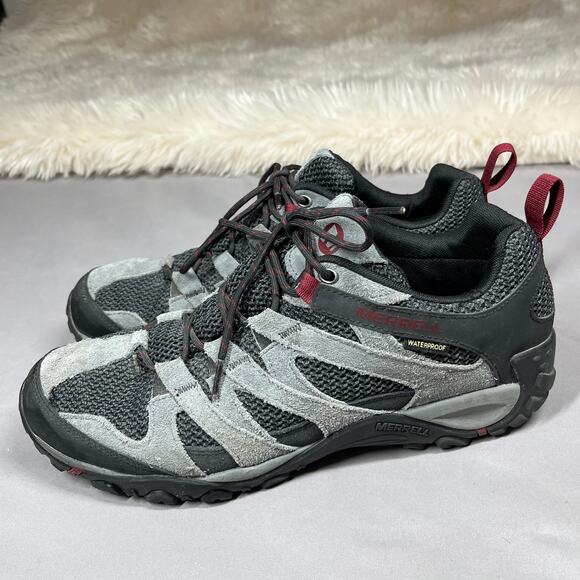 Merrell Alverstone Waterproof Low Hiking Shoes CastleRock Mens Size 12 Gray Camp - Picture 1 of 14